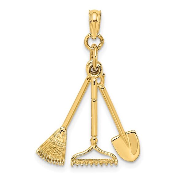 14k Yellow Gold 3-D Moveable Garden Tool Collection Charm,All Products : American Fashion Style Bags On Sale
